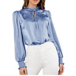 Womens Elegant Tie Neck Long Sleeve Shirt