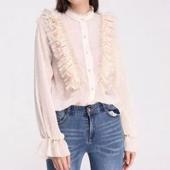 Womens See Through Tulle Blouse