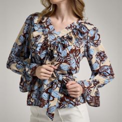 Wholesale 10 Pcs Long Sleeve Floral Print Womens Shirt