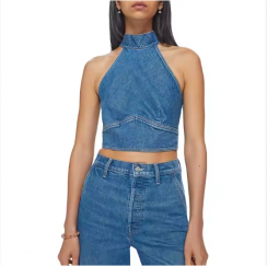 6 Pcs Womens Soft Backless Denim Top