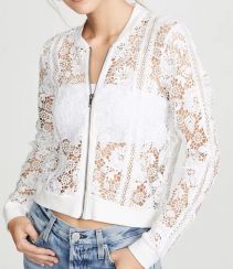 Lace See Through Casual Zip Womens Jacket